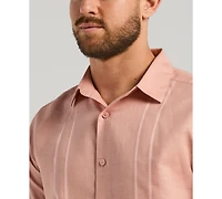 Cubavera Men's Short Sleeve Panel Button-Front Linen Camp Shirt