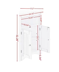 Rainsken Wooden Storage Cabinet, Bathroom Floor Corner Cabinet with Adjustable Shelves, Storage Organizer for Small Space