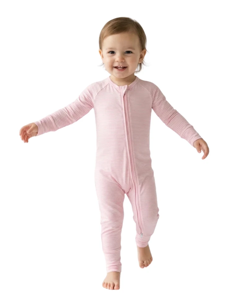 Motette Baby Girls Peony Stripe Bamboo Sleeper