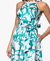 Betsy & Adam Women's Printed Halter Neck Dress