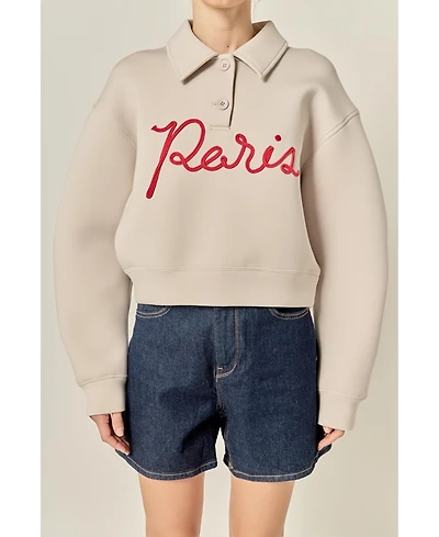 English Factory Women's Lettering Polo Scuba Top