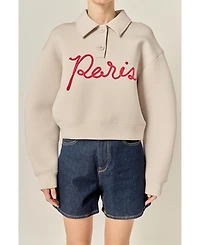 English Factory Women's Lettering Polo Scuba Top