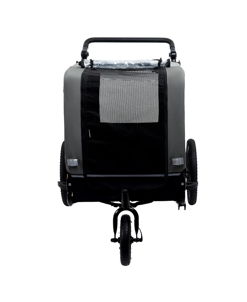 Aostirmotor Extra Large 2-in-1 Bike Trailer and Push Cart for Pets with Detachable Hitch