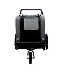 Aostirmotor Extra Large 2-in-1 Bike Trailer and Push Cart for Pets with Detachable Hitch