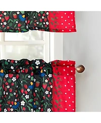 Rt Designers Collection Polyester Cucina Strawberry Fields Kitchen Curtains Valance and Tiers Set 52" x 18" Muticolor