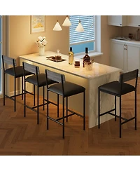 gaomon 4 Bar Stools Set, 25.5" Leather Counter Stools with Back and Metal Legs, Kitchen Island Seating
