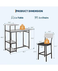 gaomon Expandable Dining Table Set for 2, Bar Table and Chairs with Shelves & Wine Rack, Space-Saving Kitchen Set
