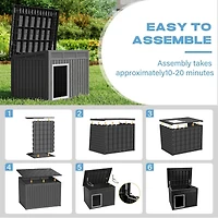 Decksplore 259 inclined top air pole kennel gray and black Spacious All Season Dog Cage with Elevated Base Weatherproof Construction