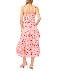 CeCe Women's Sleeveless Floral Square Neck Midi Dress