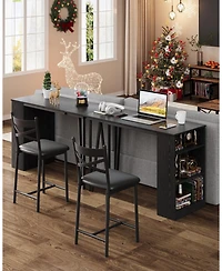 gaomon 3-Piece Bar Table Set for 2, Flip Top Extension Bar Table and Chairs with Shelves, Small Space Kitchen Set