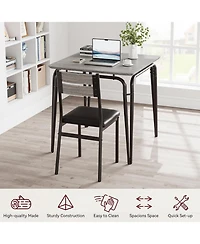 gaomon 3-Piece Dining Table Set, Wooden Square Table and Chairs for 2, Breakfast Table for Home or Commercial Dining Room