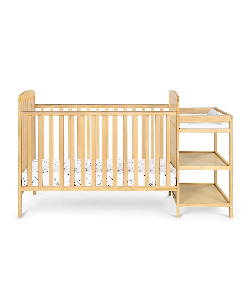 Flynama Crib and Changer Combo Detachable Changing Table 3 Adjustable Mattress Heights Space Saving Design Non Toxic Safe Finish for Baby Nursery