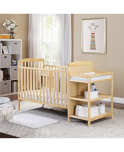 Flynama Crib and Changer Combo Detachable Changing Table 3 Adjustable Mattress Heights Space Saving Design Non Toxic Safe Finish for Baby Nursery