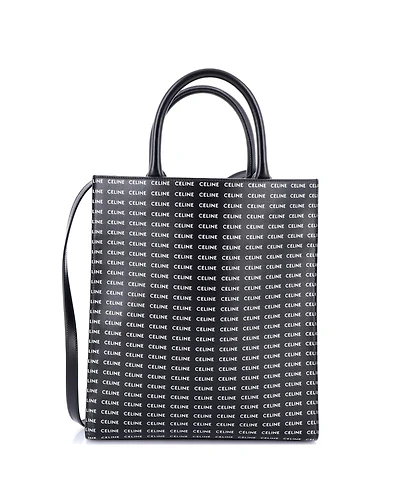 Pre-Owned Celine Small Vertical Cabas Tote All Over Logo Print Leather