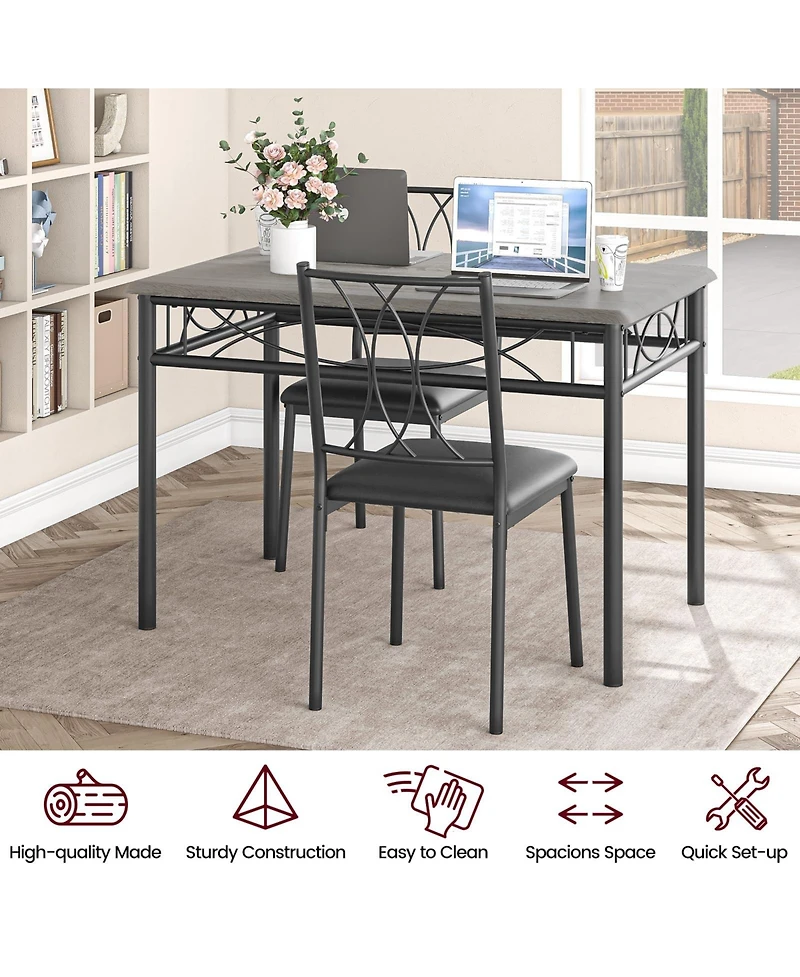 gaomon 5-Piece Wood Dining Table Set for 4, Rectangular Table with 4 Metal Chairs, Compact for Small Kitchens, Apartments