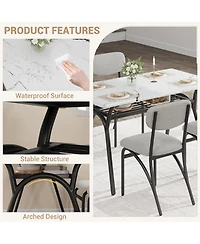 gaomon 5-Piece Dining Table Set for 4, Kitchen Table with Shelf & 4 Padded Chairs, Easy Assembly Breakfast Set