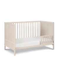 flynama 3in1 Convertible Crib with Solid End Panels Geometric Lines Solid Wood and Three Adjustable Mattress Heights for Baby Nursery