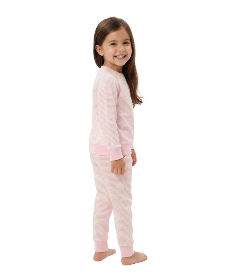 Motette Toddler Girl's Peony Stripe Lounger Bamboo Sweatsuit