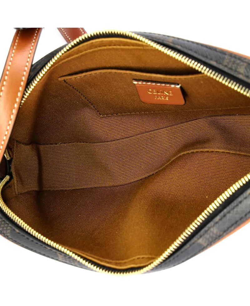 Pre-Owned Celine Small Cuir Triomphe Camera Shoulder Bag Triomphe Coated Canvas with Leather