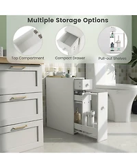 Costway Bathroom Floor Cabinet Toilet Narrow Storage Organizer with Flip Top