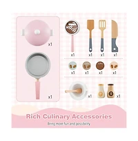 Hongge Wooden Kids Kitchen Playset with Coffee Maker for kids