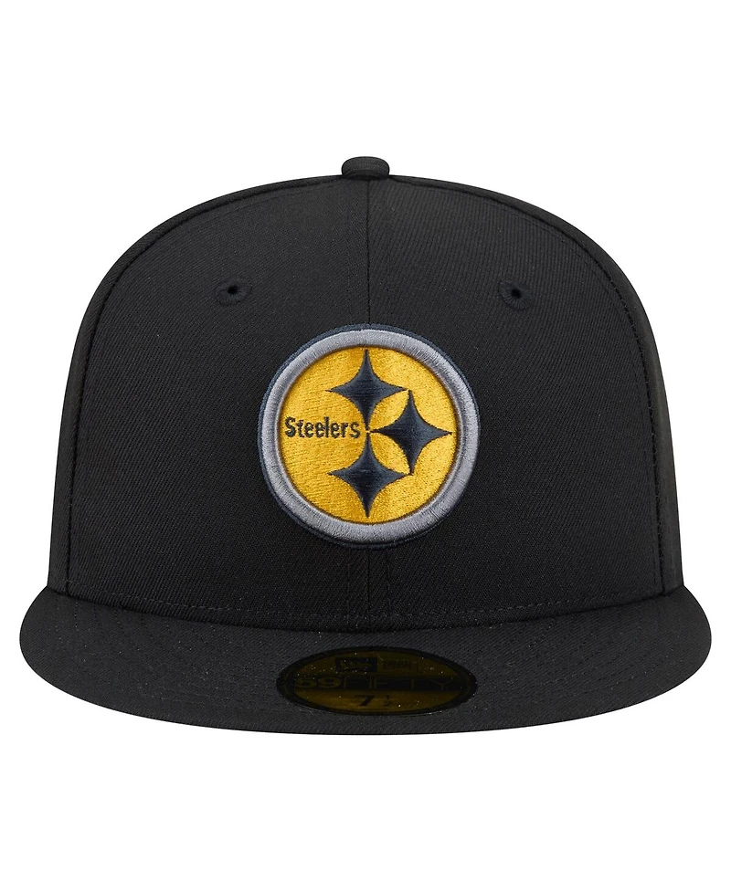 New Era Men's Black Pittsburgh Steelers Color Pop 59FIFTY Fitted Hat