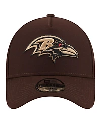 New Era Men's Dark Brown Baltimore Ravens Burnt Wood A-Frame 9FORTY Adjustable Hat