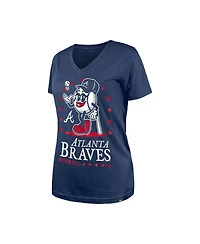 New Era Women's Navy Atlanta Braves Little Miss 2 V-Neck T-Shirt