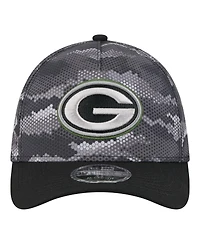 New Era Men's Black Green Bay Packers Camo A-Frame 39THIRTY Flex Hat