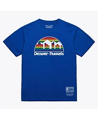 Mitchell & Ness Men's and Women's Royal Denver Nuggets Hardwood Classics Basic Logo Arch T-Shirt