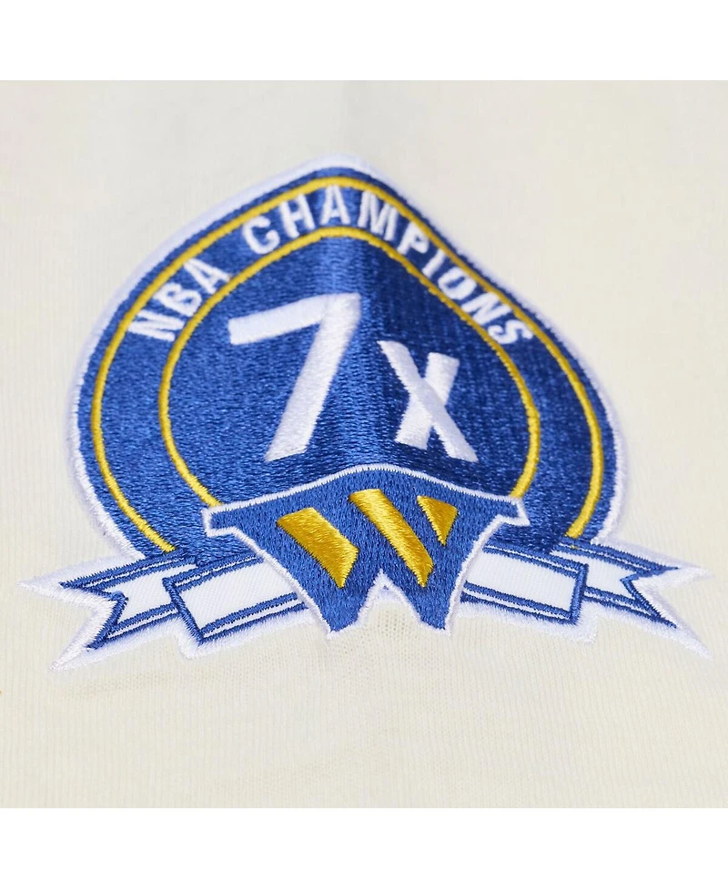 Mitchell & Ness Men's Cream Golden State Warriors Hardwood Classics Chainstitch Premium T-Shirt
