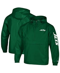 Champion Men's Green New York Jets Packable Windbreaker Half-Zip Jacket