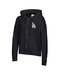 Champion Women's Black Los Angeles Dodgers Powerblend Fleece Full-Zip Hoodie