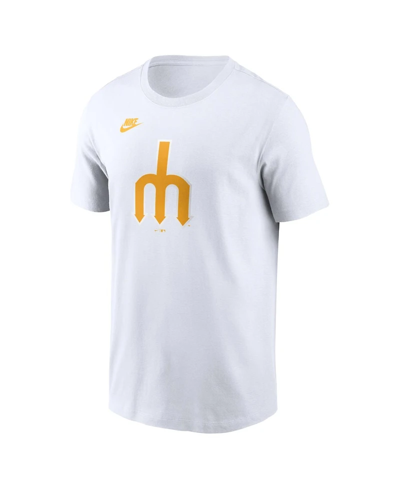 Nike Men's White Seattle Mariners Cooperstown Collection Logo T-Shirt