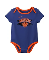 Nike Baby Boys and Girls 2-Pack Blue New York Knicks Courtside Premier Bodysuit Set