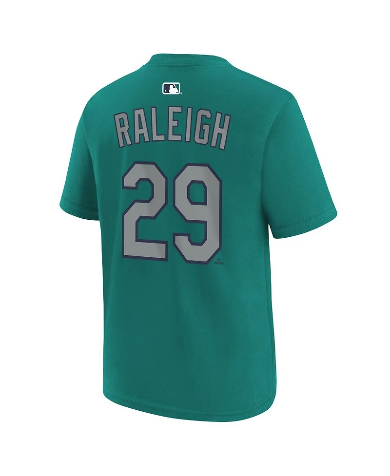 Nike Big Boys and Girls Cal Raleigh Teal Seattle Mariners Name Number T-Shirt