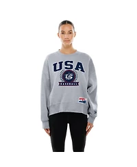 New Era Women's Gray Usa Baseball 2026 World Baseball Classic Mineral Wash Dolmen Sleeve Fleece Sweatshirt
