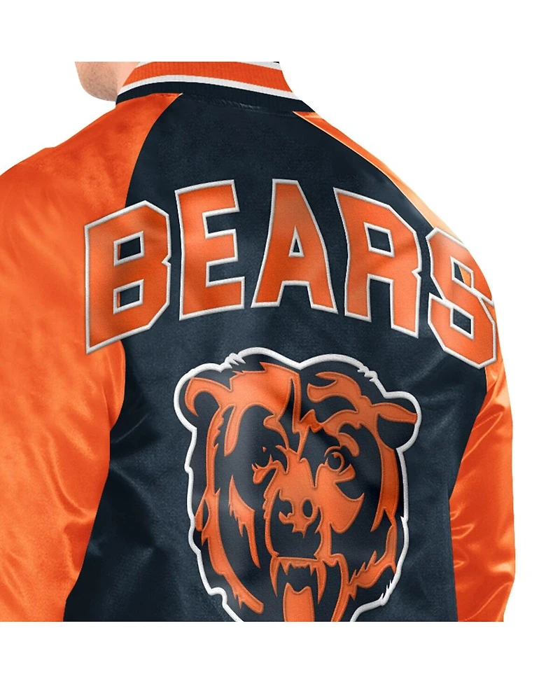 Starter Men's Navy/Orange Chicago Bears Inductee Raglan Full-Snap Varsity Jacket