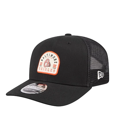 New Era Men's Black Baltimore Orioles Alternate Logo Contest 9SEVENTY Adjustable Trucker Hat