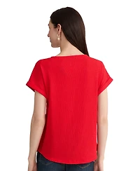 Jones New York Petite Short-Sleeve Boat Neck Top