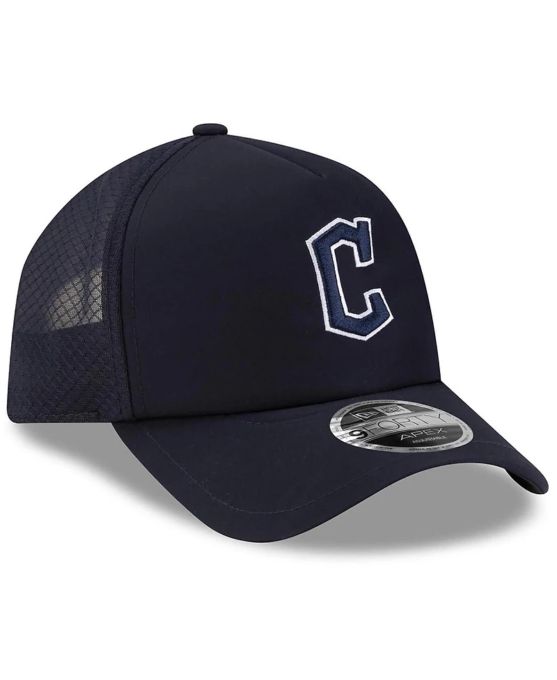 New Era Men's Navy Cleveland Guardians 2026 Batting Practice Apex 9FORTY Adjustable Trucker Hat
