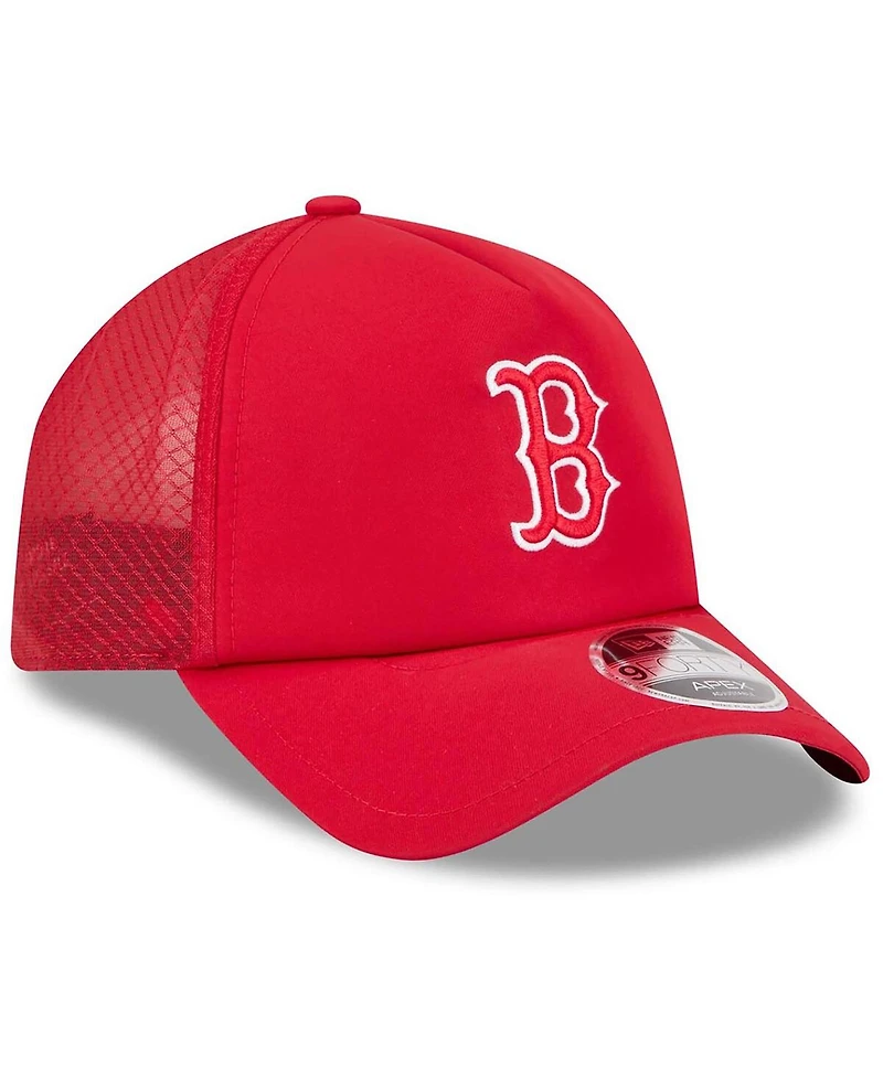 New Era Men's Red Boston Red Sox 2026 Batting Practice Apex 9FORTY Adjustable Trucker Hat