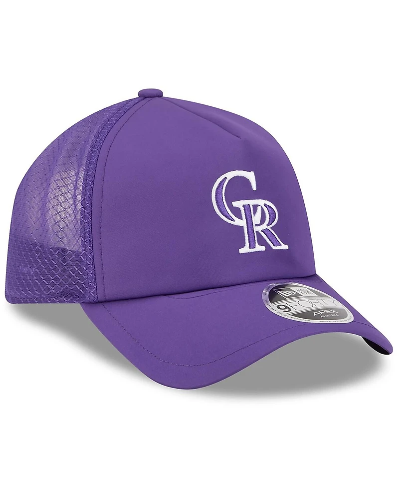 New Era Men's Colorado Rockies 2026 Batting Practice Apex 9FORTY Adjustable Trucker Hat