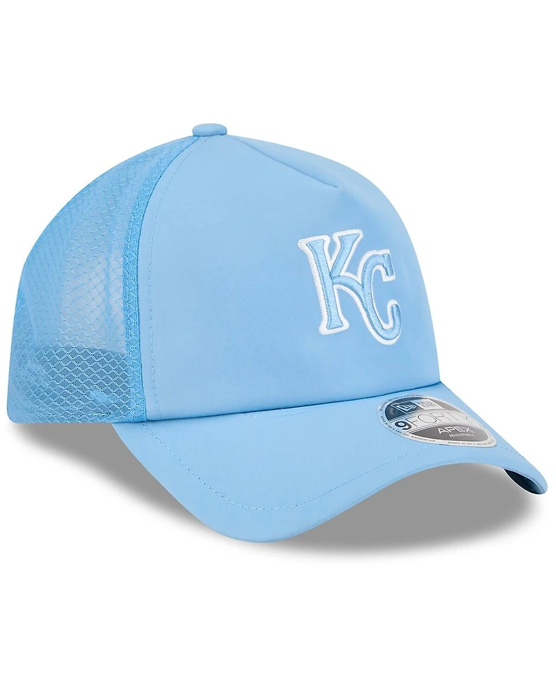 New Era Men's Light Blue Kansas City Royals 2026 Batting Practice Apex 9FORTY Adjustable Trucker Hat