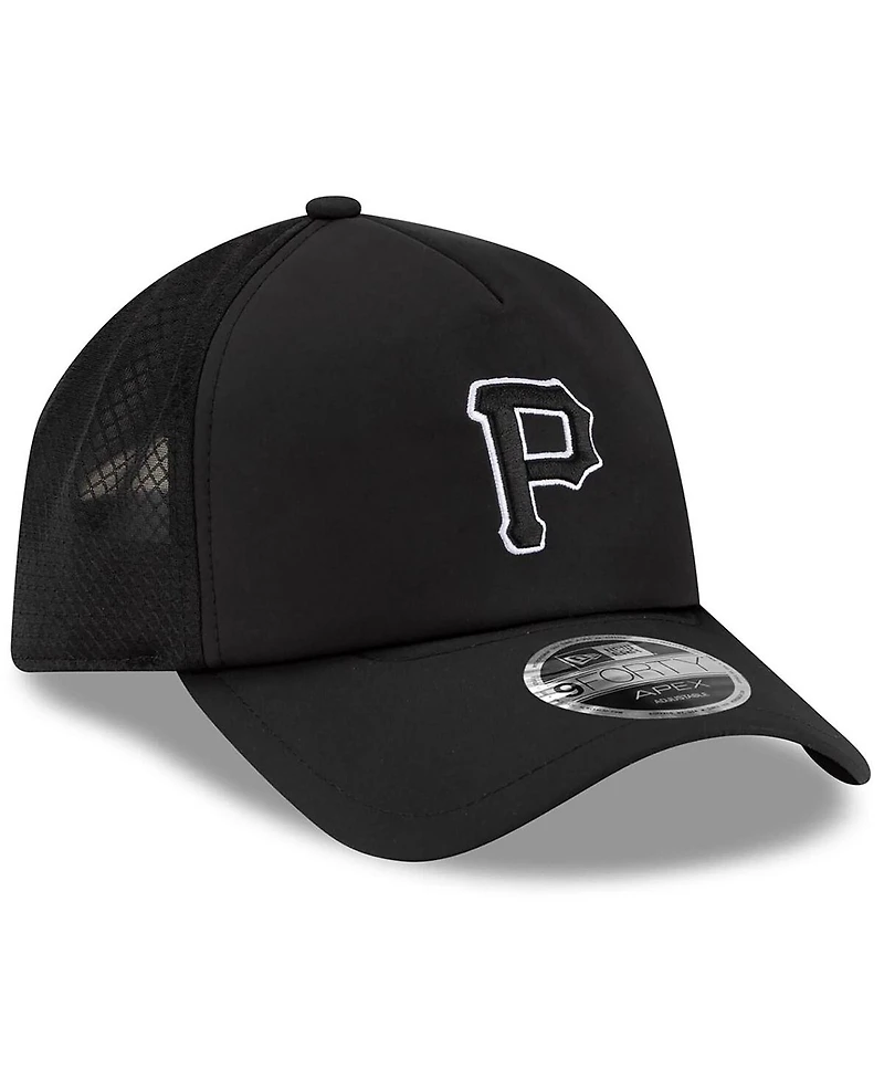 New Era Men's Black Pittsburgh Pirates 2026 Batting Practice Apex 9FORTY Adjustable Trucker Hat
