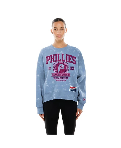New Era Women's Light Blue Philadelphia Phillies Throwback Oversized Boxy Sweatshirt