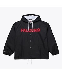 Mitchell & Ness Men's Black Atlanta Falcons Coaches Full-Snap Hooded Windbreaker Jacket