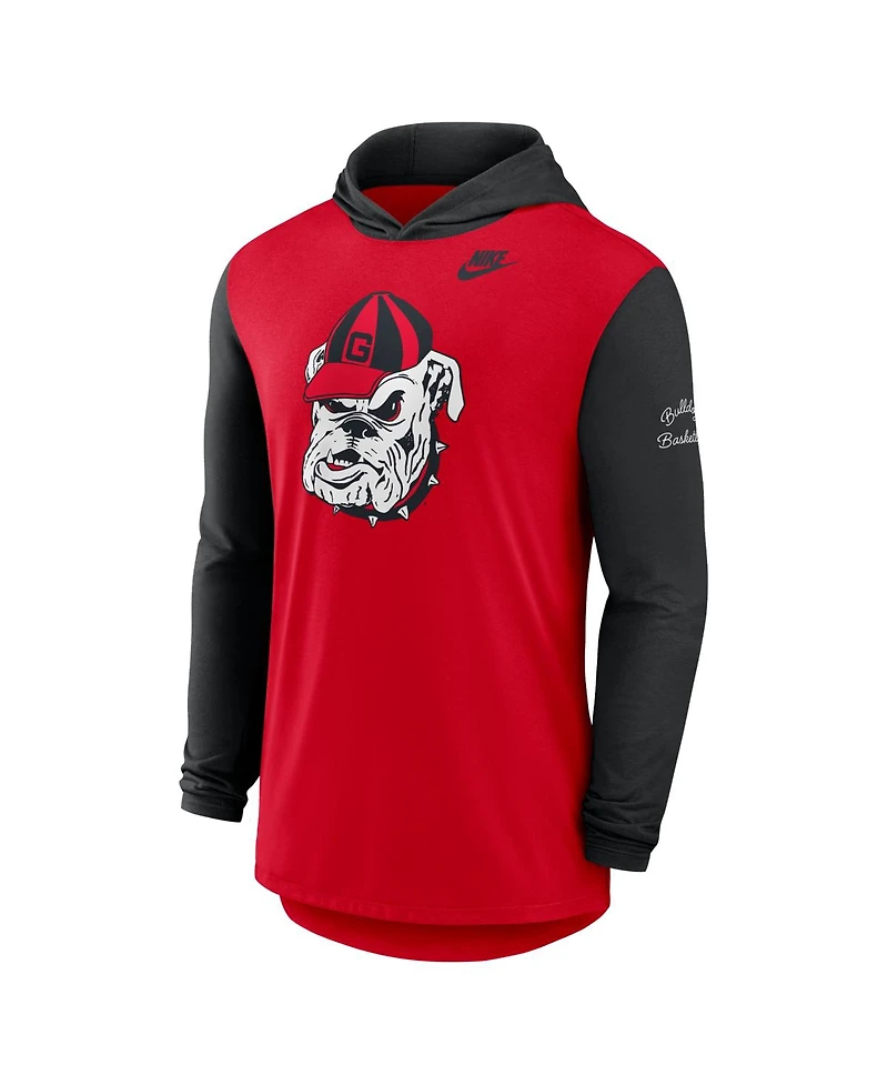 Nike Men's Red/Black Georgia Bulldogs Campus Legacy Tri-Blend Long Sleeve Hooded T-Shirt
