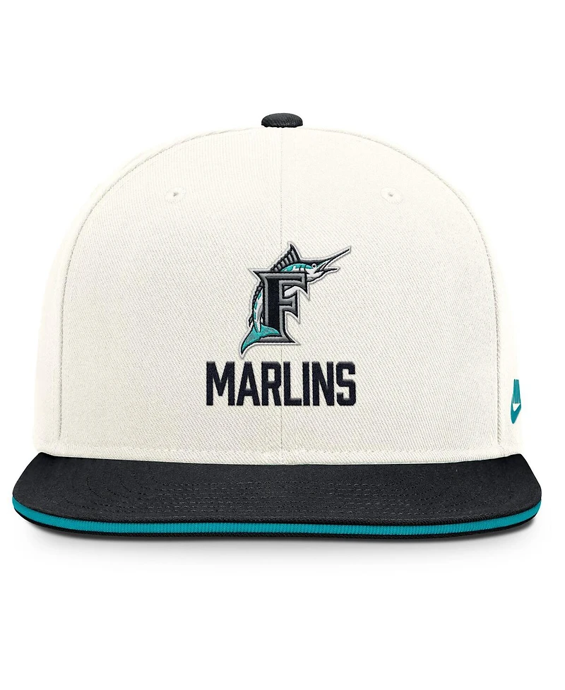 Nike Men's Cream/Black Florida Marlins Cooperstown Pro Dri-fit Snapback Hat