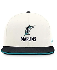 Nike Men's Cream/Black Florida Marlins Cooperstown Pro Dri-fit Snapback Hat